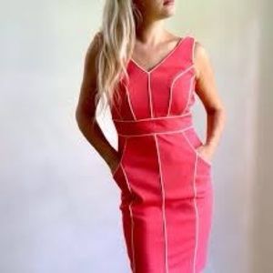 Antonio Melani Coral & Cream Piped Dress